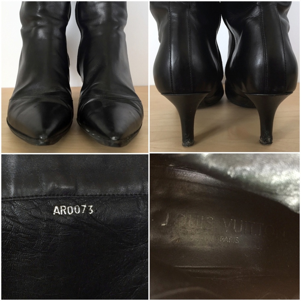 LOUIS VUITTON Black Leather Zip Knee High Boots - Picture 7 of 8